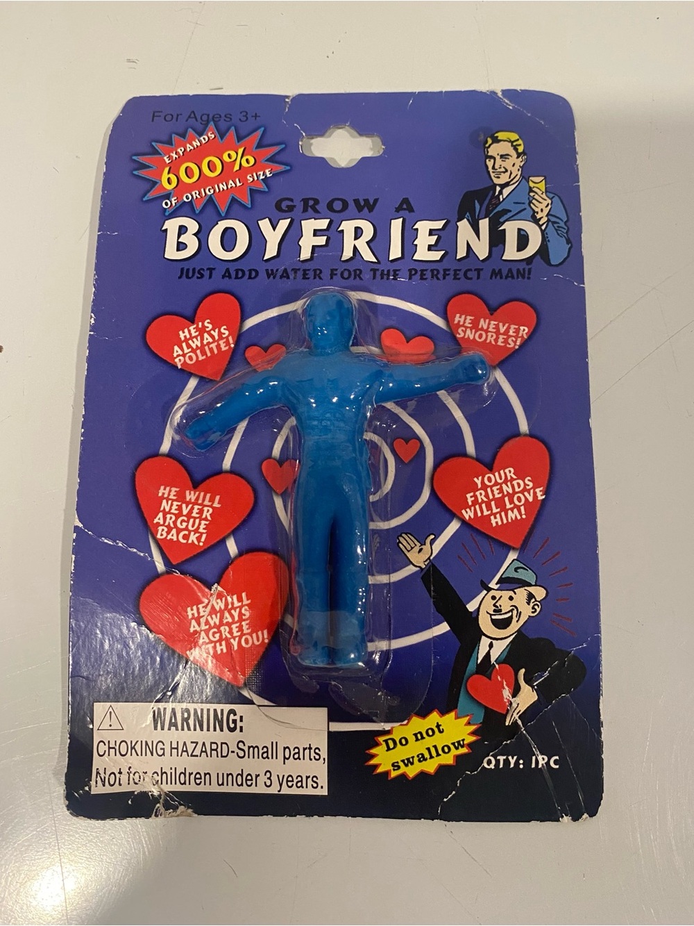 Vintage Grow A Boyfriend Novelty Gag Gift Expanding Toy Sealed On Card